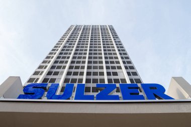 Winterthur, İsviçre - 22 Şubat 2020: Sulzer şirketinin genel merkezi. Sulzer, 1775 yılında kurulan bir İsviçre sanayi mühendisliği ve imalat şirketidir..