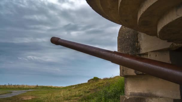 Niemiecki Bunkier Artyleria Longues Sur Mer Normandia Francja Pobliżu Utah — Wideo stockowe