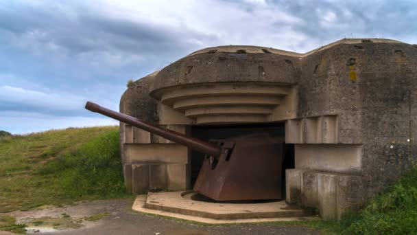 Bunker Alemán Artillería Longues Sur Mer Normandía Francia Cerca Utah — Vídeos de Stock