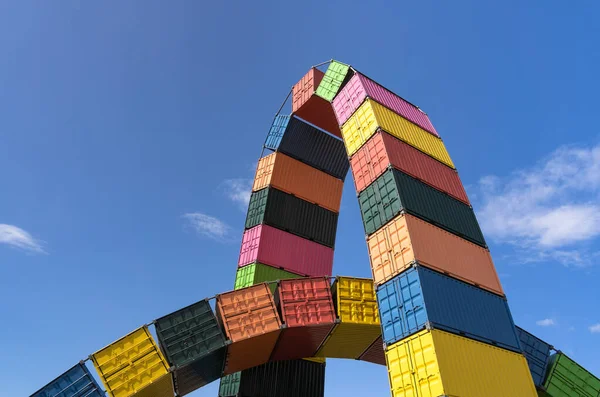 Havre Frankrijk Augustus 2021 Hedendaagse Kleurrijke Installatie Catene Containers Van — Stockfoto