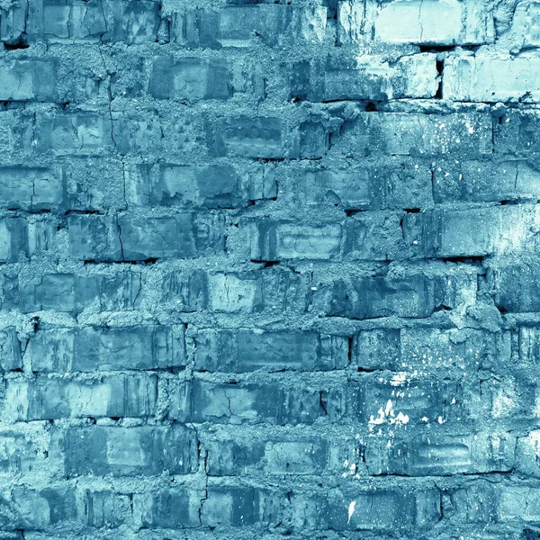 Mavi Tuğla Duvar Malzeme Meydanı Arkaplanı. Yırtık sokak yüzeyine boya sıçramış. Kentsel Tuğla Duvarı İzole Şehir Tasarımı Kare Resmi.