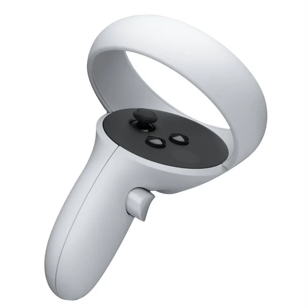 Yeni Beyaz VR Kontrolörü. Sanal Gerçeklik Oyun Çubuğu Beyaz Renk Arkaplanda İzole Edildi.