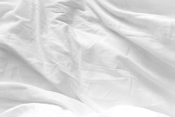Biały Prześcieradło Tekstury Zbliżenie Arkusz Bawełny Creased Drapery Fold Struktura Obrazek Stockowy
