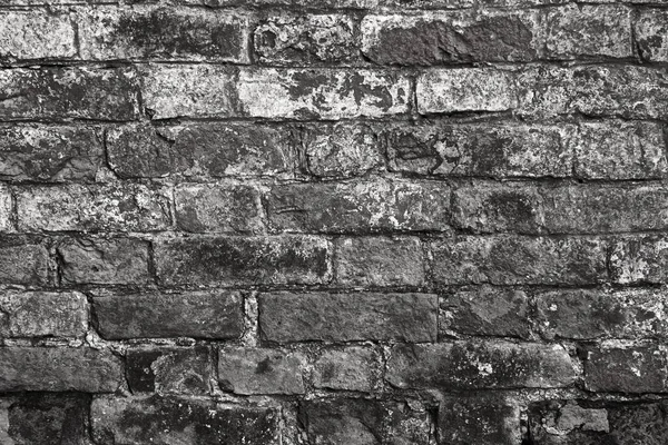 Black Molded Brick Wall Brickwork Texture. Weathered Grunge Stone Blocks Building Facade.