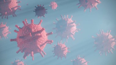 Siyah yeşil arka planda soyut Coronavirus çizimi. 3d oluşturma