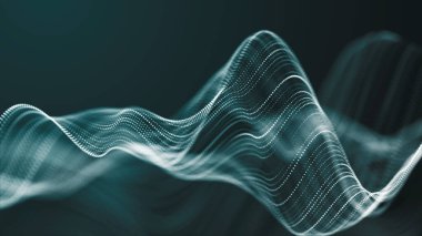 Parçacık dalgası. Gelecekçi nokta dalgası. Dinamik dalgalı soyut bir arkaplan. 3d oluşturma