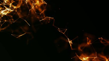 Arkaplanda soyut bir kompozisyon. Bağlantı yapısı. Üçgenleri, noktaları ve çizgileri birleştiren bir arka plan. 3d oluşturma.