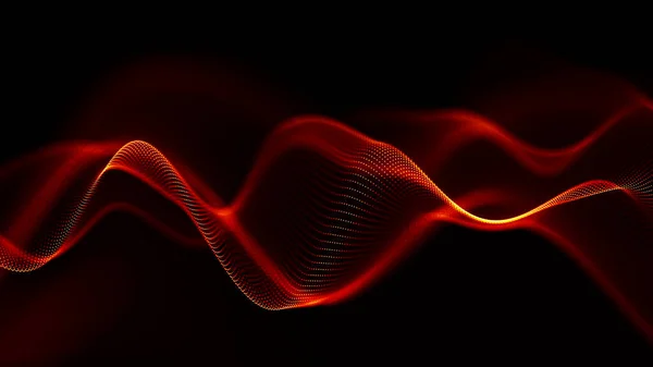 粒子の波 未来的なポイント波 動的波による抽象的な背景 3Dレンダリング — ストック写真