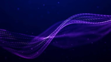 Geleceğin altıgen perspektif dalgası. Siyah arka planda mavi röfleli beyaz altıgenler. 3d oluşturma