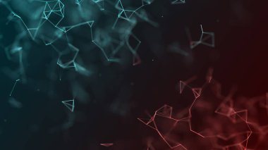 Arkaplanda soyut bir kompozisyon. Bağlantı yapısı. Üçgenleri, noktaları ve çizgileri birleştiren bir arka plan. 3d oluşturma.