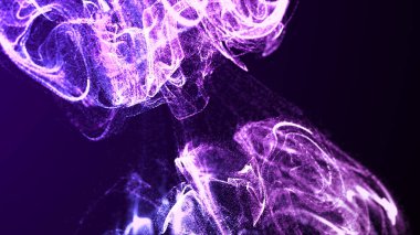 Toz parçacıklarının girdabı. Soyut parçalar. 3B görüntüleme