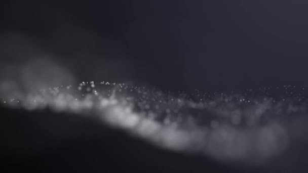 Κύμα σωματιδίων σκόνης. Φουτουριστικό σημειακό κύμα Αφηρημένες κυματικές τελείες σε σκοτεινό φόντο. 3d απόδοση — Αρχείο Βίντεο