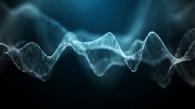Gelecekçi nokta dalgası. Dinamik bir dalga ile soyut arkaplan. Bağlanılıyor. Soyut dalga. Yapay zeka. Büyük veri teknolojisi 3d oluşturma