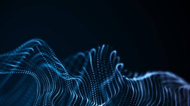 Gelecekçi nokta dalgası. Dinamik bir dalga ile soyut arkaplan. Bağlanılıyor. Soyut dalga. Yapay zeka. Büyük veri teknolojisi 3d oluşturma