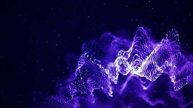 Üç boyutlu parçacık dalgası. Teknoloji arka plan konsepti dinamik dalga 3 boyutlu görüntüleme. Geleceği gösteren nokta dalgası.