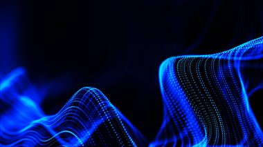 Gelecekçi nokta dalgası. Dinamik bir dalga ile soyut arkaplan. Bağlanılıyor. Soyut dalga. Yapay zeka. Büyük veri teknolojisi 3d oluşturma