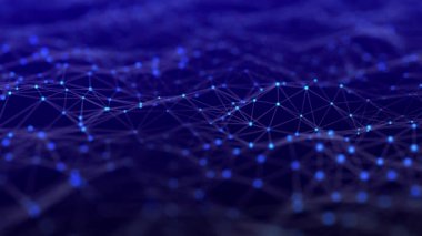 Üçgen arkaplanı nokta ve çizgilerle birleştiren ağ. Gelecekçi çokgen arka plan. Yapay zeka. Büyük veri teknolojisi 3d oluşturma.