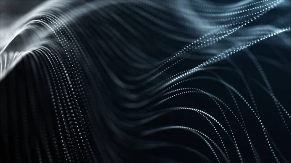 Wave Particles Futuristic Point Wave Abstract Background Dynamic Wave Rendering — Stock Photo, Image