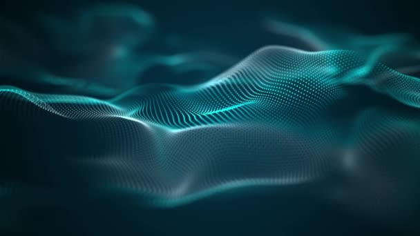 Футуристическая волна. Абстрактный фон с динамической структурой. Абстрактная волна. Искусственный интеллект. 3D рендеринг больших данных — стоковое видео