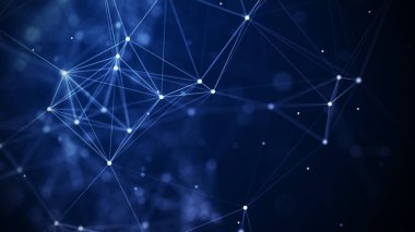 Arkaplanda soyut bir kompozisyon. Bağlantı yapısı. Üçgenleri, noktaları ve çizgileri birleştiren bir arka plan. 3d oluşturma.