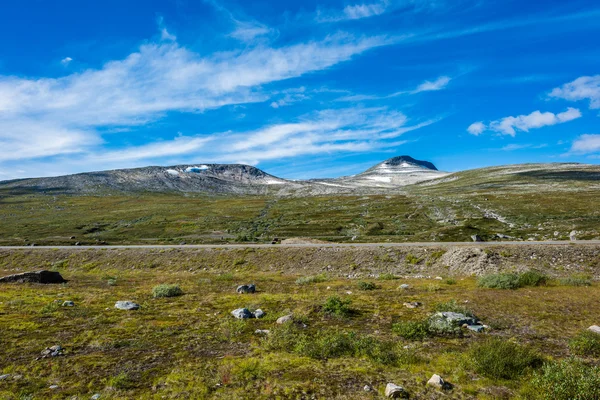 山と Saltfjellet、なしで道路の鮮やかな夏の風景 — ストック写真