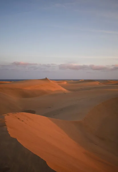 Sanddyner Fotograferade Vid Solnedgången Maspalomas Öken Gran Canaria — Stockfoto