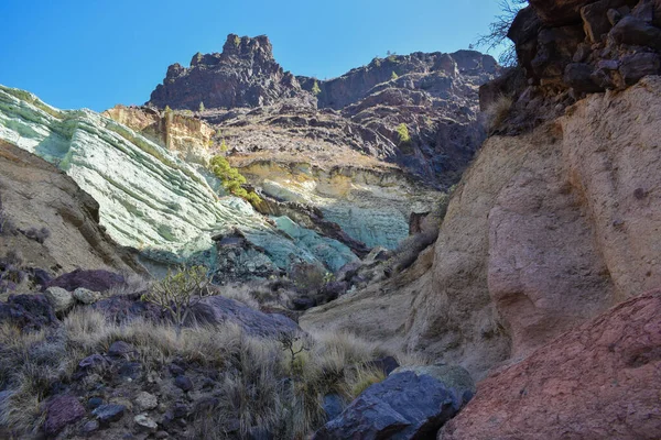 Prachtig Vulkanisch Landschap Gran Canaria Kleurrijke Rotsen Van Los Azulejos — Stockfoto