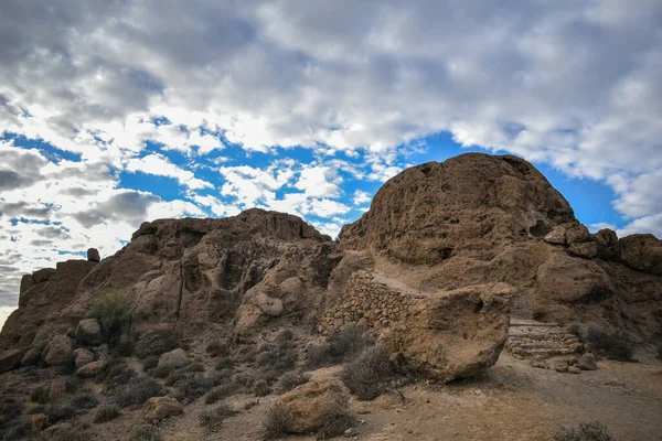 Rotsachtige Pad Voor Het Bereiken Van Roque Nublo Gran Canaria — Stockfoto