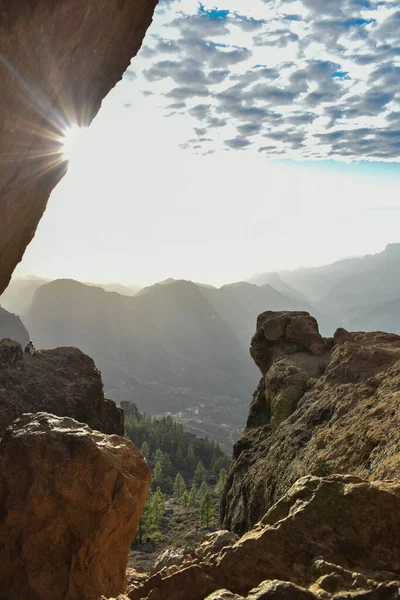 석양이 카나리 아산과 화산암으로 — 스톡 사진