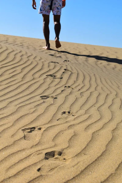 Empreintes Dans Les Dunes Sable Désert — Photo