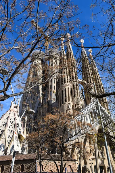 Barcelona España Enero 2021 Fotografía Del Exterior Sagrada Familia Desde — Foto de Stock