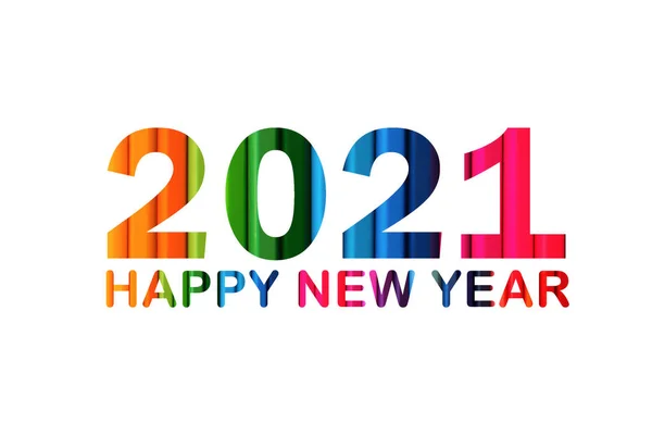 Happy new year 2021 numbers and letters graphic colorful on white background