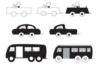 adam araba ve otobüs karikatür