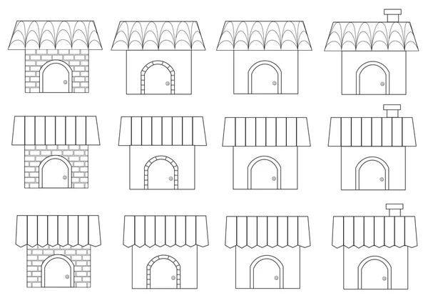 Estilos de casa diferentes lineares — Vetor de Stock