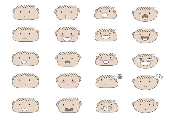 Cute boy faces emoji — Stock Vector