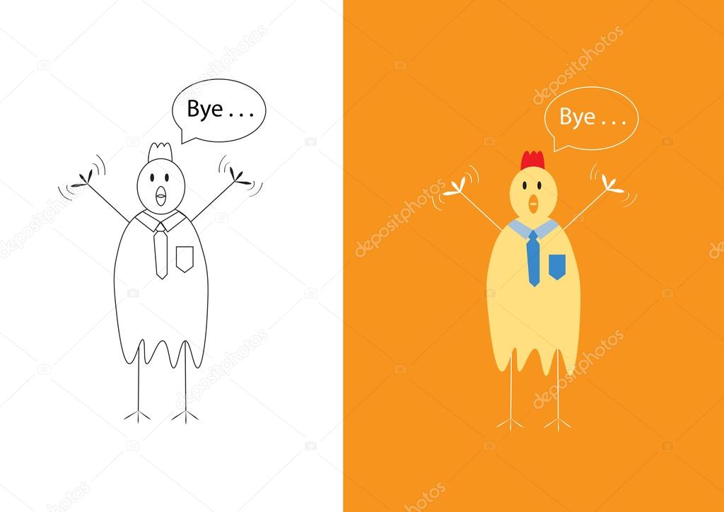 chicken businessman saying goodbye