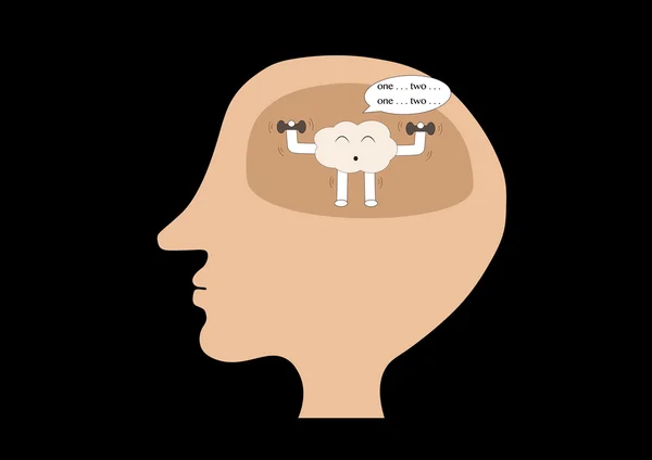 Brain cartoon exercise inside human head — Stock Vector
