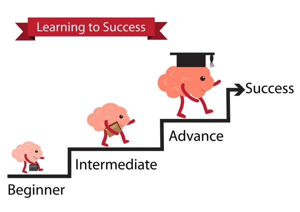 Brain learning to success — Stock Vector