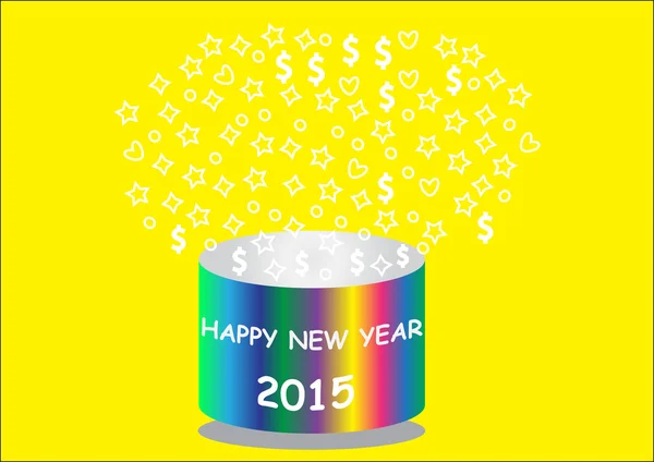 Szczęśliwego nowego roku z okrągłe kolorowe wiaderko — Wektor stockowy