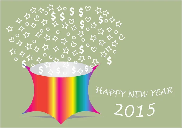 Szczęśliwego nowego roku z kolorowe wiaderko kształtowania — Wektor stockowy