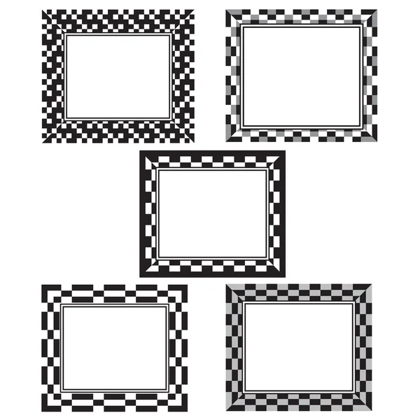 Zwart-wit pixel frames — Stockvector