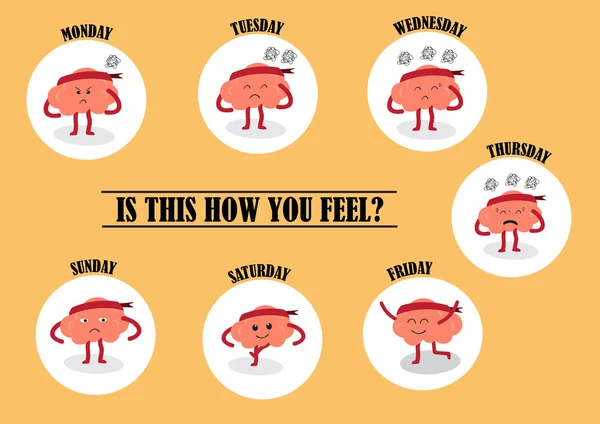 Sensación cerebral durante la semana — Vector de stock