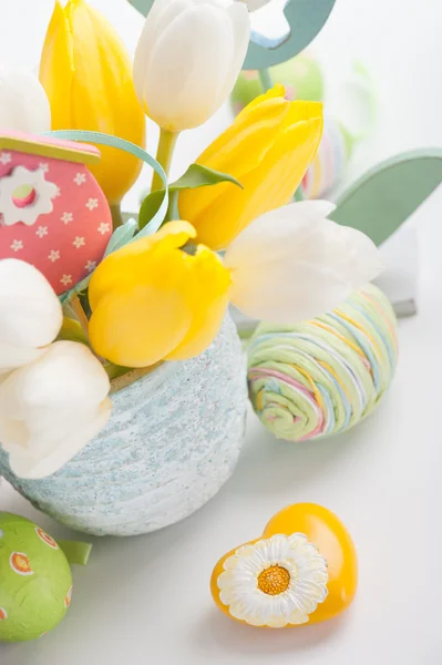 Yellow heart easter decoration — Stock Photo, Image