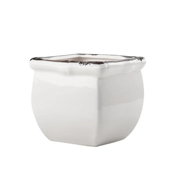 White enamel flower pot — Stock Photo, Image