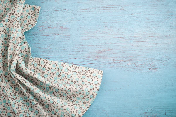 蓝色米色纺织餐巾桌布 — 图库照片