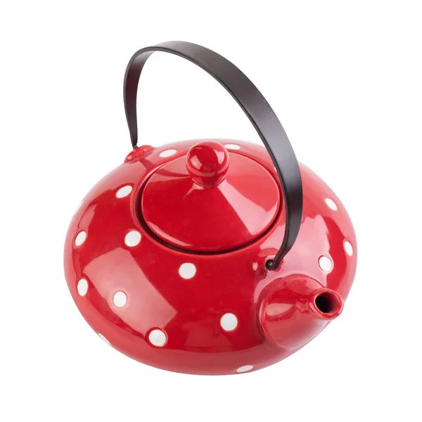 Polka dot theepot geïsoleerd op wit — Stockfoto