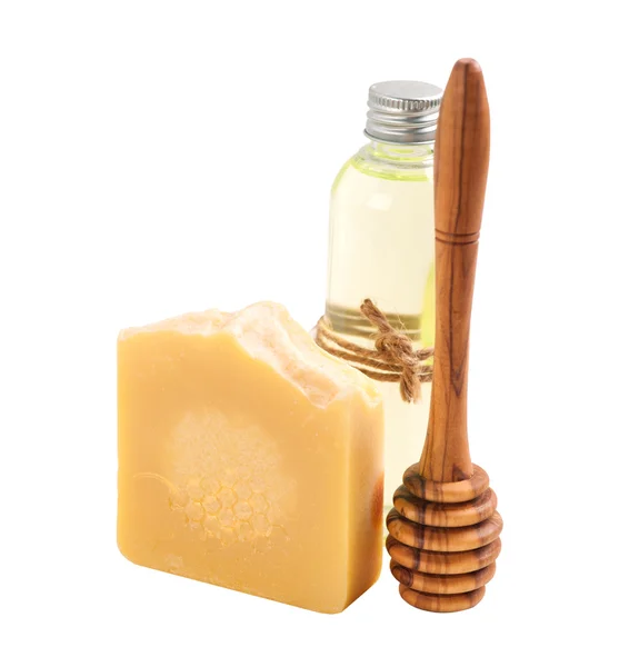 Jabón de miel casero natural y aceite — Foto de Stock