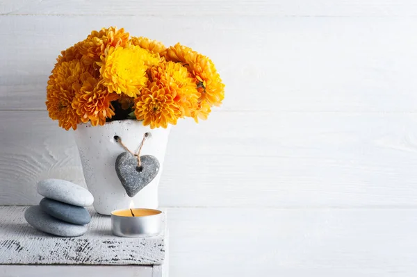 Spa Compositie Met Sinaasappelbloemen Steentjes Aromatherapie Arrangement Zen Stilleven Met — Stockfoto