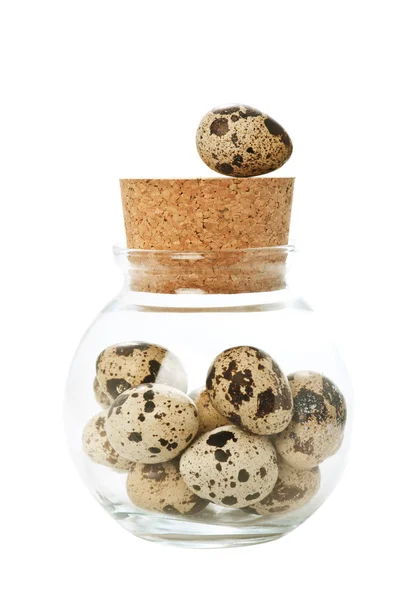 Quail eggs in a jar — Stock Photo, Image