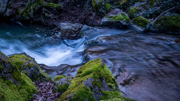 Water flowing over rocks. Beauty in nature. Long exposure. Lausanne, Switzerland. Tranquil scene.
